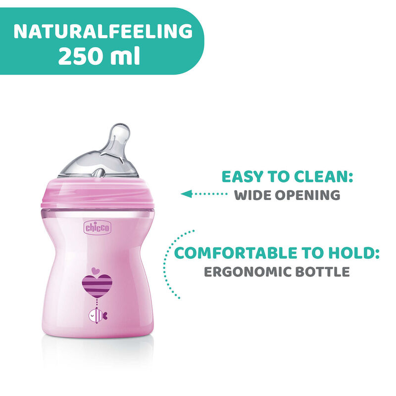 Naturalfeeling Feeding bottle 250Ml Pink - Medium Flow image number null